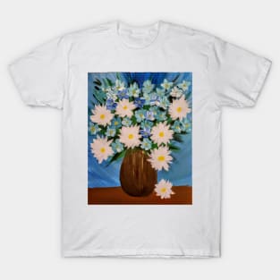 Some mixed flowers in a bronze vase . T-Shirt